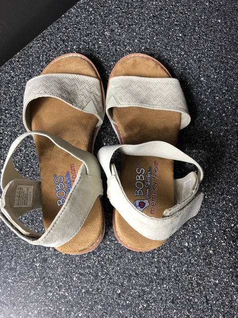 Bobs Skechers Black Slingback Wedge Sandals Memory Foam Womens Size 5.5 | eBay