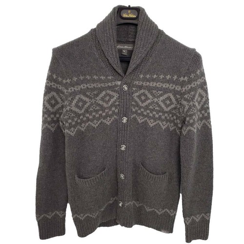 Eddie Bauer Mens Cardigan Sweater Gray 