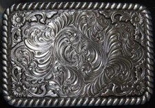 Nocona Rectangle Western Floral Scroll Belt Buckle 37120