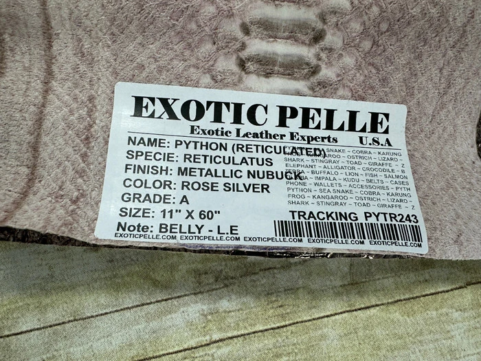 Tie-dye Rosa con Plata Pitón Nubuck Cuero Genuino Piel Real Piel de Serpiente 243 Foto 4 de 4