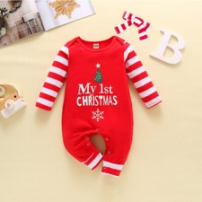 Newborn Baby Girls Boys Romper Jumpsuit Long Sleeve Christmas Bodysuit Clothing