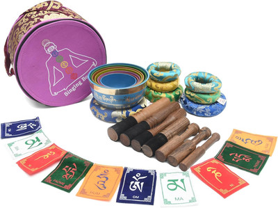 Color and Mantra Singing Bowl Set Handcrafted in Nepal - 7 Chakra Bowl for Sound