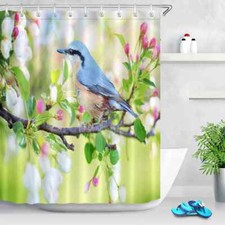 Spring Bird Waterproof Bathroom Polyester Shower Curtain Liner Water Resistant