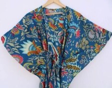Woman's Cotton Long Kaftan , Floral Printed ,Party Wear Dress Indian Tunic