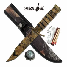 Survivor Stainless Steel Camo Survival Knife