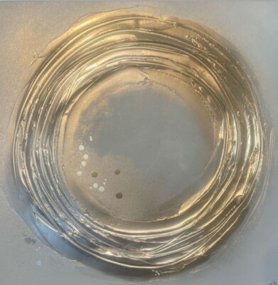 Original strukturiertes Leinwandbild Gemälde in Grau/Gold/Champagner