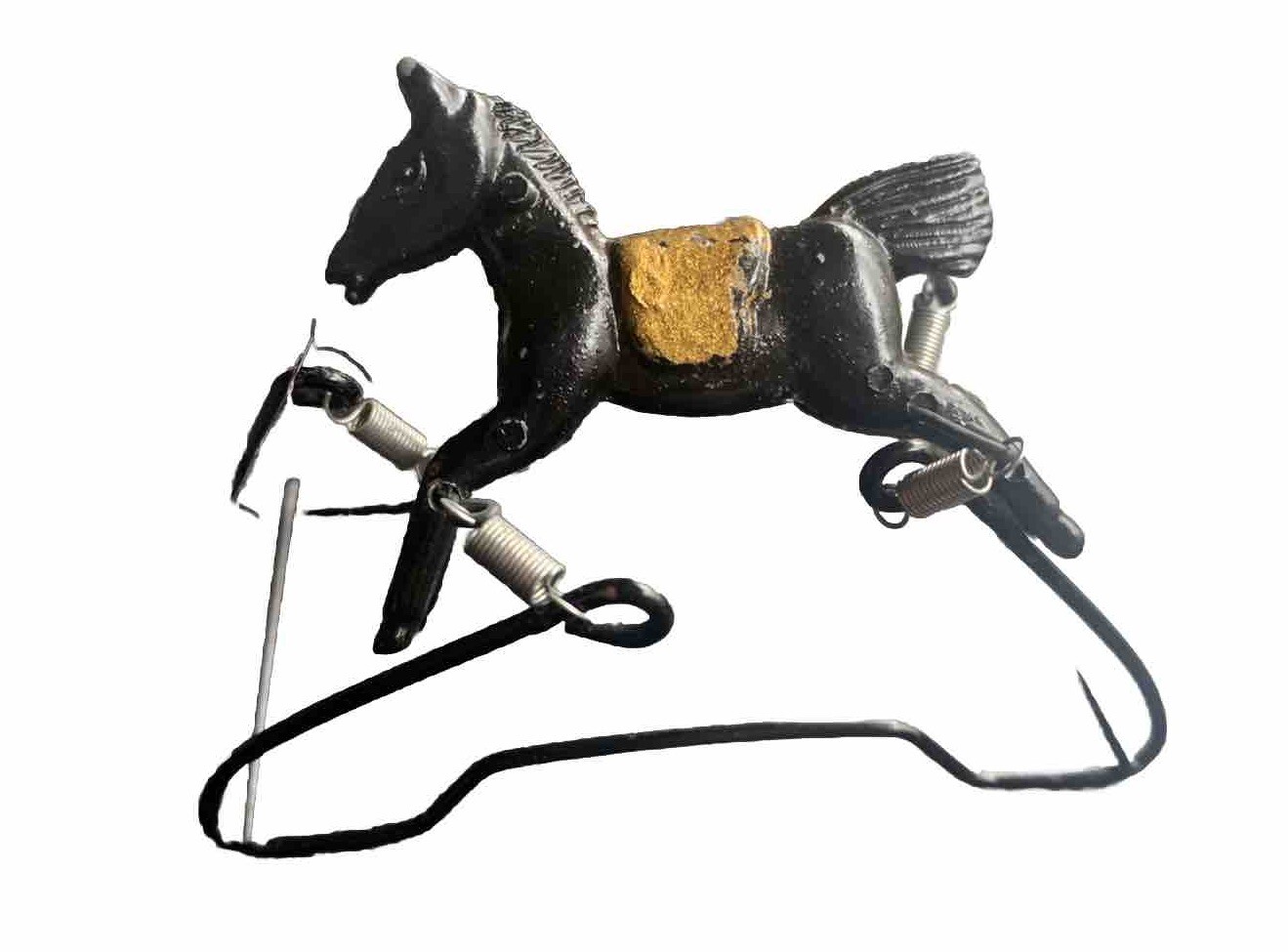 Vintage 1979 Miniature Dollhouse Bouncy Rocking Horse Metal Frame  1:12