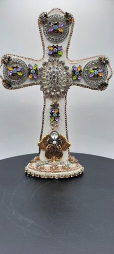 JEWELRY ART- Cross, Floral and Mixed Media, Collage, Handcrafted