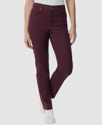 Gloria Vanderbilt Women's Red Amanda Twill Straight Jeans Pants Size 14
