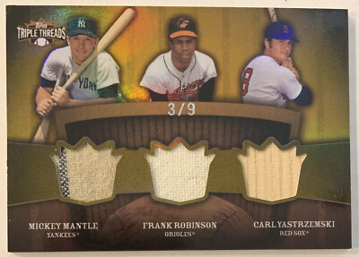 Mickey MANTLE YASTRZEMSKI ROBINSON 2009 Triple Threads Relic Combos 3/9 NM HOF