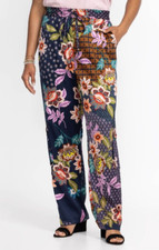 Johnny Was Sz L Delfino Kelly Pants Silk Pull On Boho Chic Pockets 295