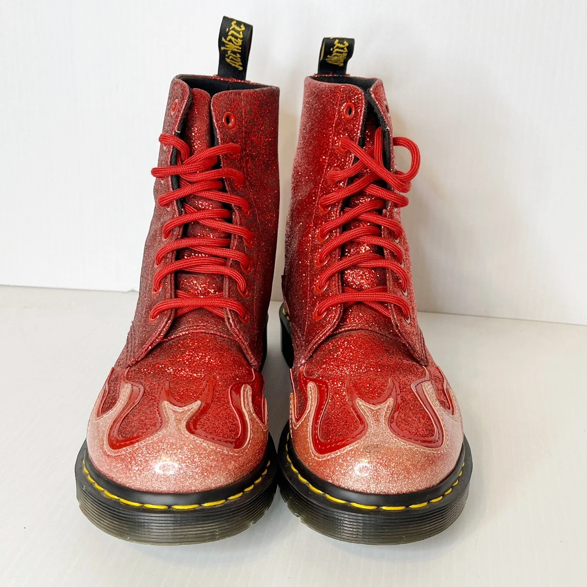 Dr Martens Red Glitter Flame RARE 1460 Pascal | eBay