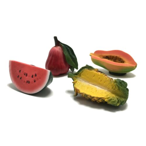 Retro Fruit Shaped Fridge Magnets Hand painted Summer Tropical Fruits x 4 pcs  - Picture 1 of 11