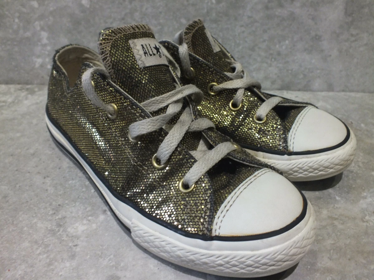 Converse All Star Sparkly Gold Glitter Trainers Size UK 1 EUR 33