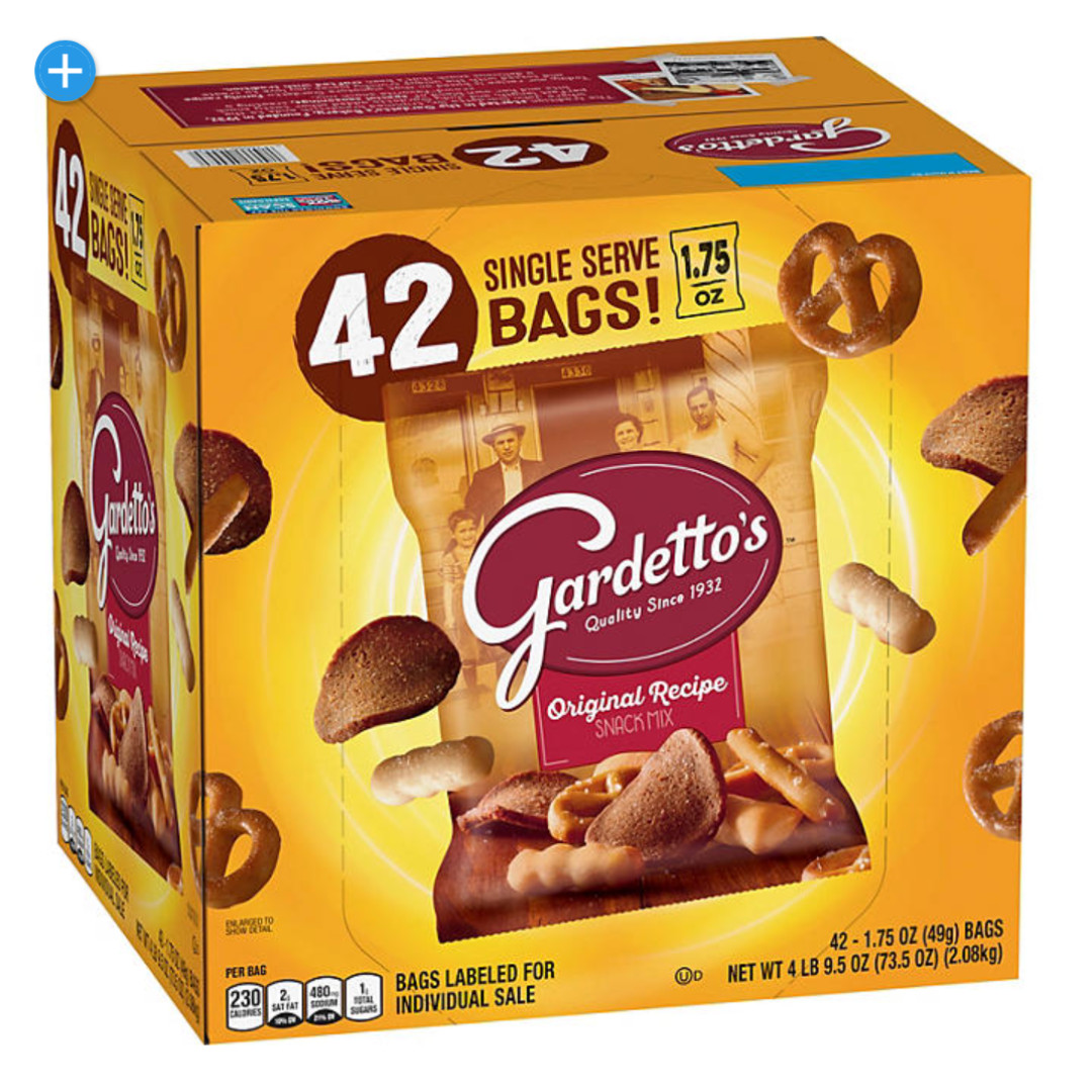 Mezcla de bocadillos de receta original Gardetto's 1,75 oz paquete de 42