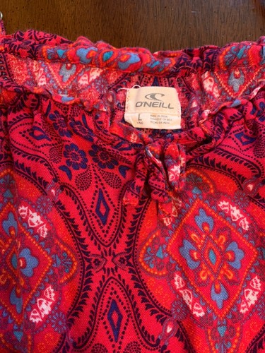 Girls Oneill Dress Size Large Floral Red Blue Orange White - Picture 2 of 5