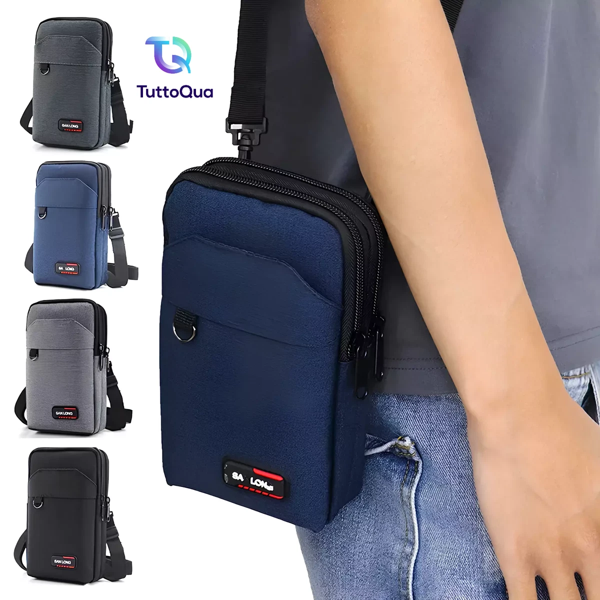 ZXYJMXN Borsa Marsupio Da Cintura Per Cellulare – Nylon Impermeabile, 11x18.5x2.2 Cm, Tracolla Regolabile, Adatta Per IPhone, Samsung, Huawei, Con Moschettone