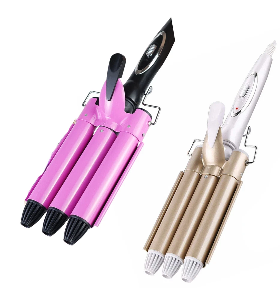 3 Barrel Hair Waver Curler Mermaid Curling Wand Iron Beach Waves Ceramic 22mm uk