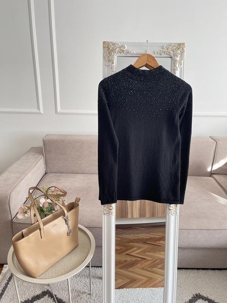 Women Hallhuber Sweater Black Wool 36 / S / 44 #927G