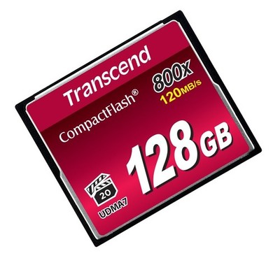 Transcend TS128GCF800 128GB 800x CompactFlash Memory Card 120MB/s for Camera, PC