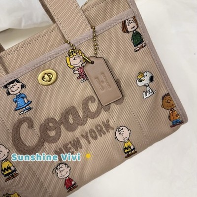 NWT Limited COACH x PEANUTS Cargo Tote Bag 26 Dark Natural CBH43