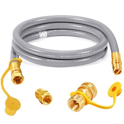 6 FT 1/2'' ID Natural Gas Hose Quick Connect Kit for Grill, Generator, Heater