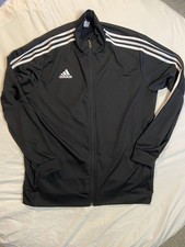 Adidas Three Stripes Trefoil Logo Black Track Zip up Jacket Mens XLarge Y2K
