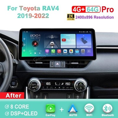 12.3 inch 2K Screen Android Car Radio For Toyota RAV4 2019-2022 Carplay WiFi BT