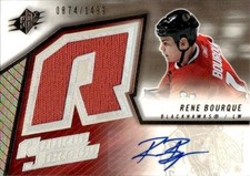 2005-06 UD SPX Rookie Jersey AUTO 155 Rene Bourque /1499 Chicago Blackhawks