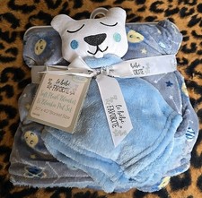 Le Bebe FAVORITE Blue Baby Blanket Blankie Security Lovey Set