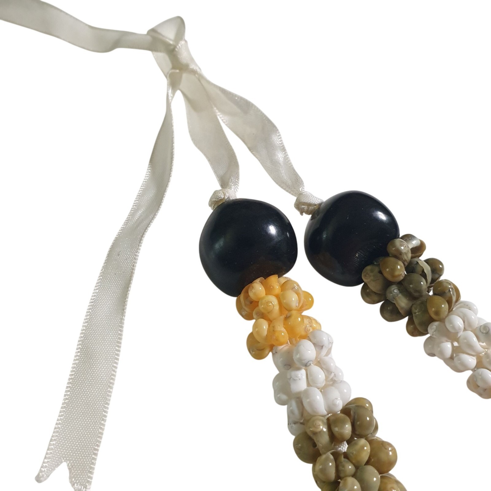 Shell Necklace Multicolor Woven Adjustable Ribbon… - image 3