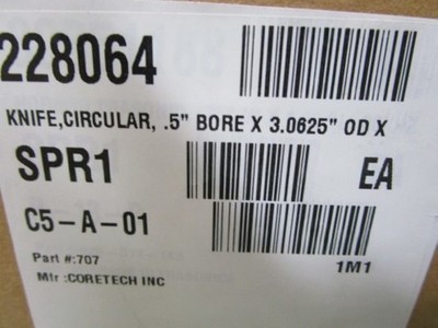 CORETECH INC. CIRCULAR KNIFE .5''BOREX3.0625''ODX 010-30707  NSNP