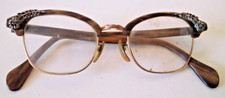 VTG 1950s RETRO LADYS EYEGLASSES FLORAL ROUNDED 5.5" Fc