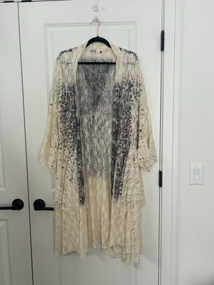 ORIGAMI by Vivien size  OS PLUS Layered Open Lace Duster Jacket 3/4 bell slv