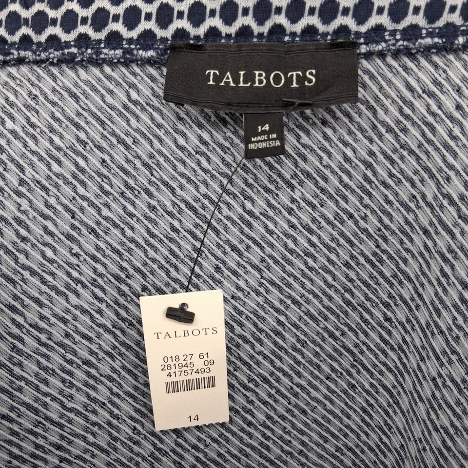 Falda Talbots Azul Marino Blanco Estampado Geométrico Línea A Talla 14 Mezcla de Algodón Nueva con Etiquetas Foto 3 de 4