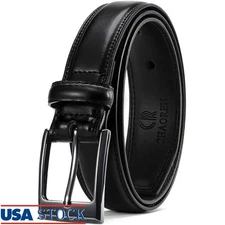 Premium Leather Men's Belt Durable Dress Belt W/ 7 Oval Holes Perfect Gift New