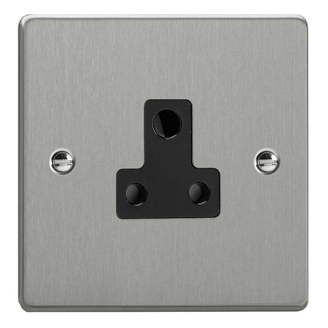 Varilight XDERP5AB.BS Essential Brushed Steel 1 Gang 5A Round Pin Socket