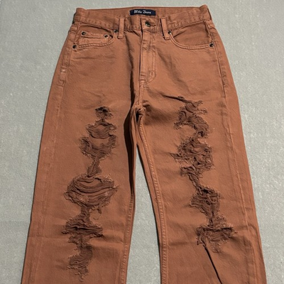 #ad MILA JEANS Women Sz 7 Orange Rust High Rise Dungeon Indie Core Straight Denim $15.00