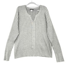 VENUS Grey Cable Knit Long Sleeves V Neck Swe...