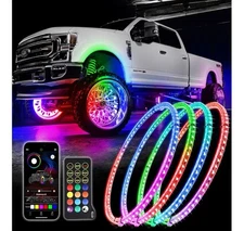 17inch Double Row Wheel Ring Lights W/Turn Signal & Braking Multi-Color W/Remote