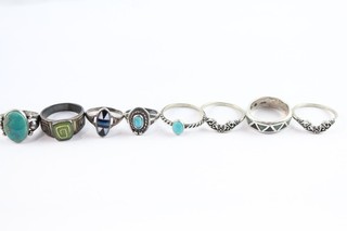 Native American Sterling Silver Rings Carolyn Pollack Stacker Turquoise MOP x 8
