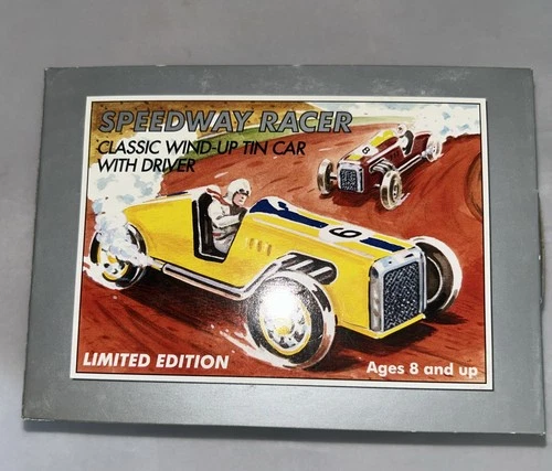 Vintage Schylling Speedway Racer Classic Wind-up Tin Car with Driver in Box