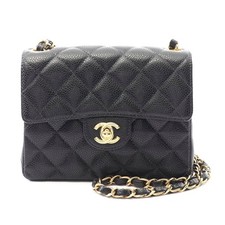 Chanel Mini Matelasse Leather Shoulder Bag Women Black One Size 618045