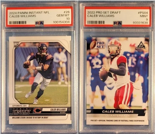 CALEB WILLIAMS 2 ROOKIE CARDS! 2024 PANINI INSTANT PSA 10 AND 2022 PRO SET PSA 9