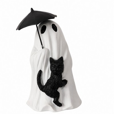 Geist Figur mit Regenschirm Katze niedlich Halloween Statue Resin für Bücherregal
