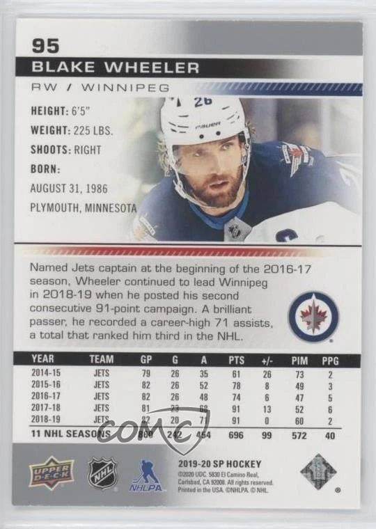 2019-20 SP Retail Blake Wheeler #95 - Image 2 of 2