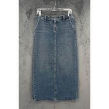 Vintage Eddie Bauer Skirt Womens Size 4 Denim Maxi 90s Modest Kick Slit Y2K Blue