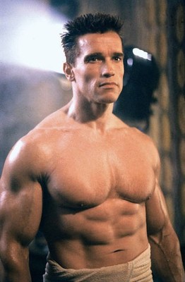 Austrian born American actor Arnold Schwarzenegger on the set of t- Old Photo 1