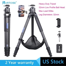 Carbon Fiber Tripod 32.5MM Tube Camera Tripod Heavy Duty Tripod W/52mm Ball Head
