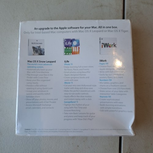 Mac Box Set: OS X Snow Leopard, iLife, and iWork, MC680Z/A New Sealed - Picture 2 of 4